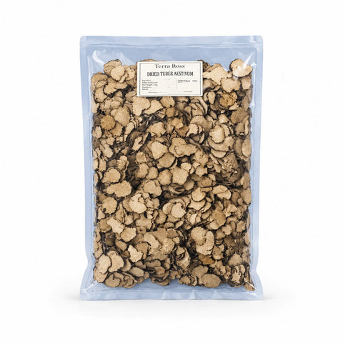 Dried Tuber aestivum summer truffle slices in a clear bulk pack