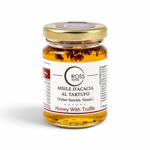 Acacia honey with 2% Tuber borchii in a 120 g glass jar